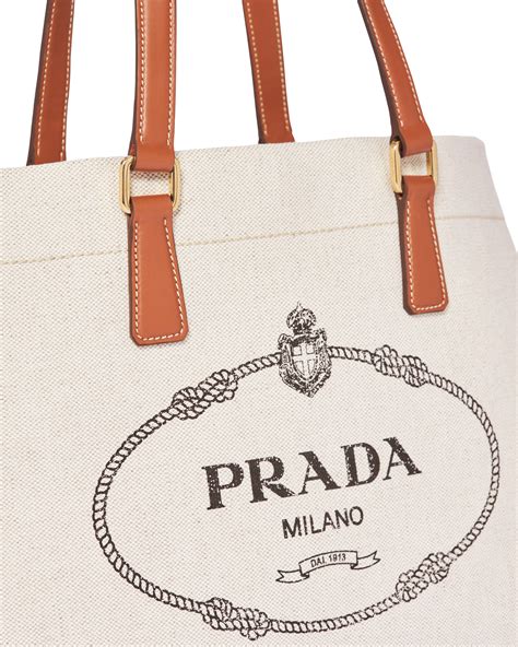 prada linen blend and leather tote|Prada Tote Bags for Women .